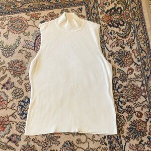 Chico's Cream Sleeveless Mock Neck Ribbed Tank
